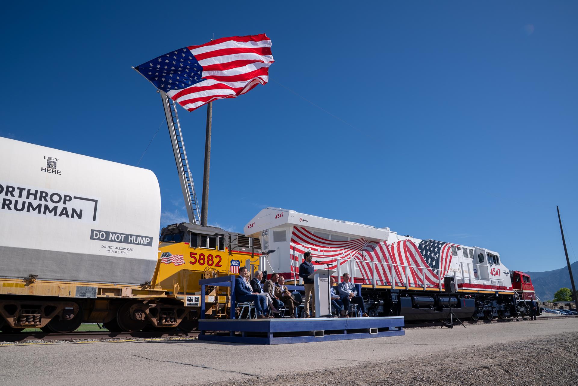 These images capture the final booster motor segments for NASA’s Artemis III mission departing Northrop Grumman’s Railyard Shipping Facility in Corinne, Utah, June 2. The eight segments will form the twin five-segment solid rocket boosters for the agency’s SLS (Space Launch System) rocket, providing more than 75% of the vehicle’s total thrust at liftoff.    Due to their immense size and weight, the booster segments are transported in specialized carriers and are being hauled by Union Pacific Railroad’s newest commemorative locomotive, No. 4547. Marking its inaugural mission, the locomotive will deliver the flight hardware to NASA’s Kennedy Space Center in Florida, where stacking operations for Artemis III are set to begin later this year. 
